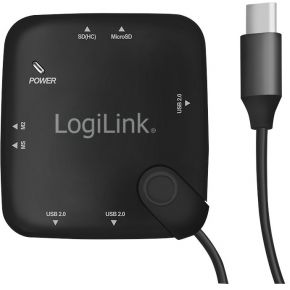 LogiLink UA0344 interface hub USB 2.0 Type-C Zwart