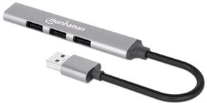 Manhattan 168427 USB 3.2 Gen 1-hub 4 poorten Grijs