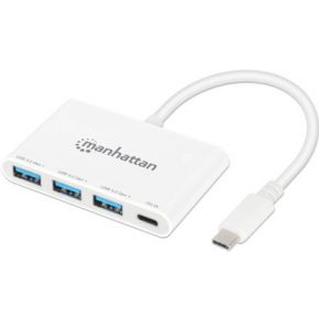 Manhattan 168434 USB 3.1 Gen 1-Hub mit USB-C Stecker Weiß