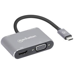 Manhattan USB-C to HDMI & VGA 4-in-1 Docking-Konverter Laptopdockingstation USB-C Power Delivery