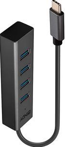 LINDY 43325 USB-C (USB 3.2 Gen 2) multiport hub 4 poorten Grijs