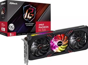 Asrock Radeon RX 7600 Phantom Gaming 8GO OC Grafikkarte - 8GB GDDR6, 1x HDMI, 3x DP