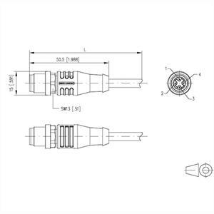 Metz Connect BTR NETCOM M12 2m. Snoerlengte: 2 m, Kabel standaard: Cat5e, Aansluiting 1: M12, Aansluiting 2: M12