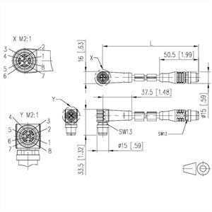 Metz Connect Verbindungsleitung M12 ST-M12 ST, 8-pol X-kodiert Netzwerk-Switch (gerade-gewinkelt)