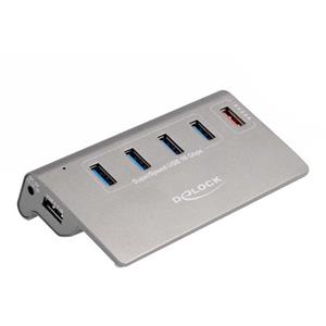 DeLOCK USB 10 Gbps Hub met 4 USB-A poorten + 1 Quick Charge poort usb-hub Incl. voeding