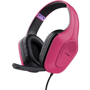 Trust GXT415P ZIROX Over Ear headset Gamen Kabel Stereo Pink