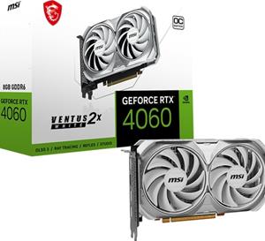 MSI Grafikkarte Nvidia GeForce RTX 4060 VENTUS 2X WHITE OC 8GB GDDR6-RAM PCIe x8 HDMI, DisplayPort