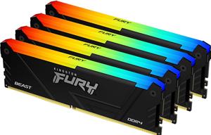 KINGSTON 64GB 2666MT/s DDR4 CL16 DIMM (Kit of 4)1Gx8 FURY Beast RGB