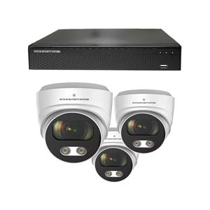 Dutch Security Systems Draadloze Beveiligingscamera 4K Ultra HD - Sony 8MP - Set 3x Dome - Wit - Buiten&Binnen - Met Nachtzicht - Incl. Recorder&App