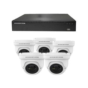 Dutch Security Systems Camerabeveiliging 2K QHD - Sony 5MP - Set 5x Dome - Wit - Buiten&Binnen - Met Nachtzicht - Incl. Recorder&App