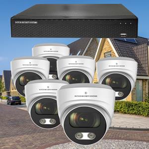 Dutch Security Systems Beveiligingscamera 4K Ultra HD - Sony 8MP - Set 6x Dome - Wit - Buiten&Binnen - Met Nachtzicht - Incl. Recorder&App