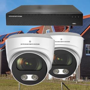 Dutch Security Systems Camerabeveiliging 2K QHD - Sony 5MP - Set 2x Audio Dome - Wit - Buiten&Binnen - Met Nachtzicht - Incl. Recorder&App