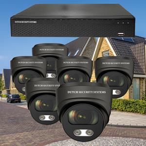 Dutch Security Systems Draadloze Beveiligingscamera 4K Ultra HD - Sony 8MP - Set 6x Dome - Zwart - Buiten&Binnen - Met Nachtzicht - Incl. Recorder&App