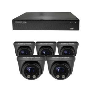 Dutch Security Systems Beveiligingscamera Set - 5x PRO Dome Camera - UltraHD 4K - Sony 8MP - Zwart - Buiten&Binnen - Met Nachtzicht - Incl. Recorder&App