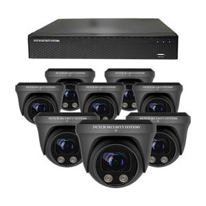 Dutch Security Systems Beveiligingscamera Set - 8x PRO Dome Camera - UltraHD 4K - Sony 8MP - Zwart - Buiten&Binnen - Met Nachtzicht - Incl. Recorder&App