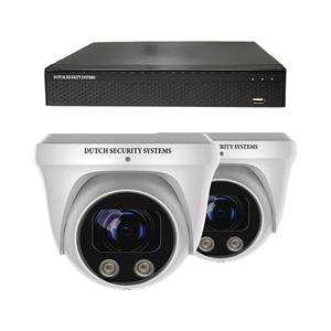Dutch Security Systems Draadloze Beveiligingscamera Set - 2x PRO Dome Camera - UltraHD 4K - Sony 8MP - Wit - Buiten&Binnen - Met Nachtzicht - Incl. Recorder&App