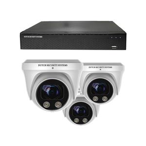 Dutch Security Systems Draadloze Beveiligingscamera Set - 3x PRO Dome Camera - QHD 2K - Sony 5MP - Wit - Buiten&Binnen - Met Nachtzicht - Incl. Recorder&App