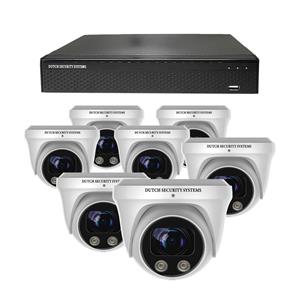 Dutch Security Systems Draadloze Beveiligingscamera Set - 7x PRO Dome Camera - UltraHD 4K - Sony 8MP - Wit - Buiten&Binnen - Met Nachtzicht - Incl. Recorder&App