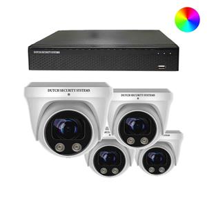 Dutch Security Systems Draadloze Beveiligingscamera Full Color 4K Ultra HD - Sony 8MP - Set 4x Dome - Wit - Buiten&Binnen - Met Nachtzicht In Kleur