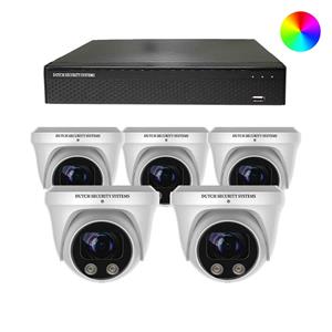 Dutch Security Systems Draadloze Beveiligingscamera Full Color 4K Ultra HD - Sony 8MP - Set 5x Dome - Wit - Buiten&Binnen - Met Nachtzicht In Kleur
