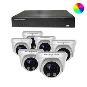 Dutch Security Systems Beveiligingscamera Full Color 4K Ultra HD - Sony 8MP - Set 6x Dome - Wit - Buiten&Binnen - Met Nachtzicht In Kleur - Incl. Recorder&App