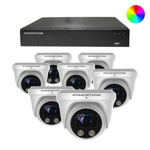 Dutch Security Systems Beveiligingscamera Full Color 4K Ultra HD - Sony 8MP - Set 7x Dome - Wit - Buiten&Binnen - Met Nachtzicht In Kleur - Incl. Recorder&App