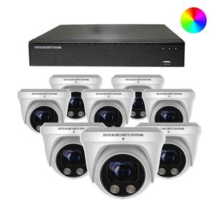 Dutch Security Systems Beveiligingscamera Full Color 4K Ultra HD - Sony 8MP - Set 8x Dome - Wit - Buiten&Binnen - Met Nachtzicht In Kleur - Incl. Recorder&App