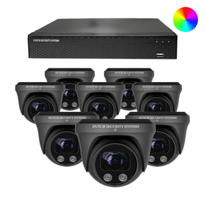 Dutch Security Systems Draadloze Beveiligingscamera Full Color 4K Ultra HD - Sony 8MP - Set 8x Dome - Zwart - Buiten&Binnen - Met Nachtzicht In Kleur