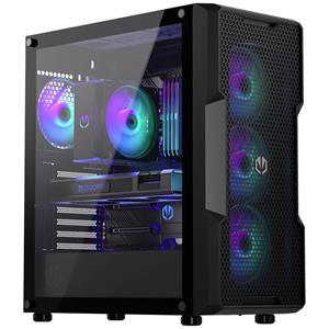 Endorfy Regnum 400 ARGB Midi-tower PC-behuizing Zwart 4 voorgeïnstalleerde LED-ventilators, Zijvenster, Stoffilter