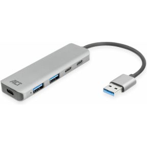 ACT AC6125 interface hub USB 3.2 Gen 1 (3.1 Gen 1) Type-A 5000 Mbit/s Grijs