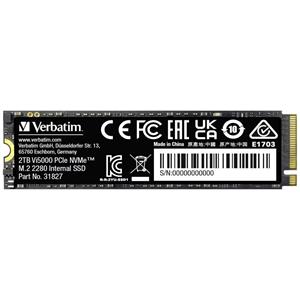 Verbatim Vi5000 2 TB NVMe/PCIe M.2 SSD 2280 harde schijf M.2 NVMe PCIe 4.0 x4 Retail 31827