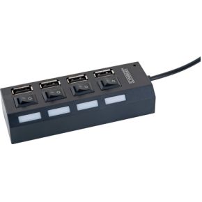 Schwaiger UH4013 4 Port USB 2.0-Hub Schwarz