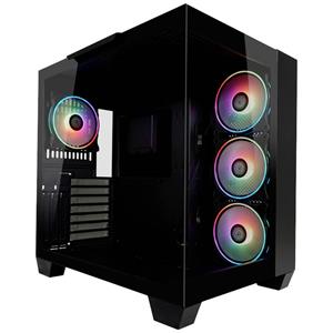 lcpower LC Power 809-B-ON Dark Storm_X Midi-Tower Gaming-Gehäuse Schwarz Seitenfenster, 4 Vorinstallierte L