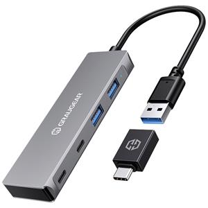 GrauGear G-HUB2A2C-AC USB 3.2 Gen 1-hub 4 poorten Zilver