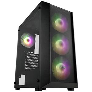 fspfortron FSP Fortron CMT218 Midi-Tower PC-Gehäuse Schwarz 4 Vorinstallierte LED Lüfter, Seitenfenster