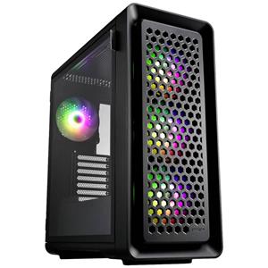 FSP Fortron CUT593P Tower Gaming-behuizing Zwart 4 voorgeïnstalleerde LED-ventilators, Stoffilter, Zijvenster