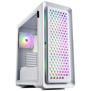 FSP Fortron CUT593P Tower Gaming-behuizing Wit 4 voorgeïnstalleerde LED-ventilators, Stoffilter, Zijvenster