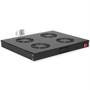 Roline 19-inch dakventilatorunit 4 ventilatoren, Thermostaat zwart