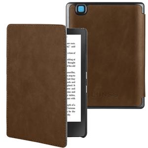 Lunso Kobo Aura H20 Edition 2 hoes (6.8 inch) - Leren sleepcover - Coffee