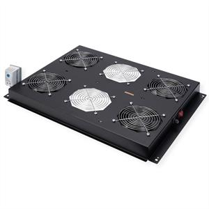 Roline 19-inch dakventilatorunit 4 ventilatoren , Thermostaat zwart