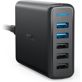 Anker POWERPORT SPEED 5 2X QC 3.0 USB Hub Zwart
