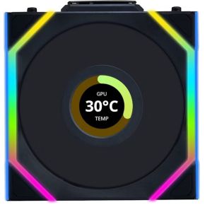 Lian Li UNI FAN SL Wireless LCD Lüfter, ARGB, PWM - Reverse Blade, 120 mm PC-ventilator Zwart (b x h x d) 120 x 124.5 x 28 mm