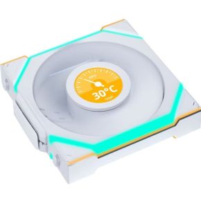 Lian Li UNI FAN SL Wireless LCD Lüfter, ARGB, PWM - Reverse Blade, 120 mm, weiß PC-ventilator Wit (b x h x d) 120 x 124.5 x 28 mm