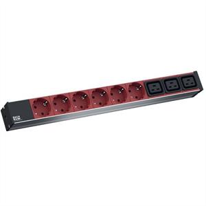 Bachmann IT PDU ALU 1HE 6x geaard contact 3x C19, Stroomkabel met stekker C20, zwart