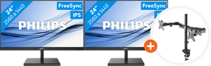 Philips 245E1S Duo Pack + NewStar FPMA-D550DBLACK