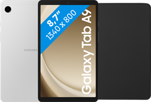 Samsung Galaxy Tab A9 8,7 inch 128GB Wifi Zilver+ BlueBuilt Book Case Zwart