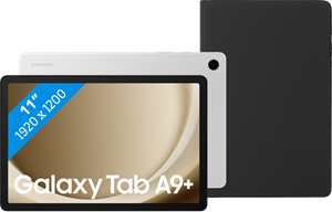 Samsung Galaxy Tab A9 Plus 11 inch 64GB Wifi Zilver + BlueBuilt Book Case Zwart