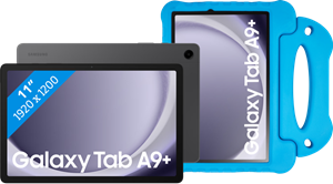 Samsung Galaxy Tab A9 Plus 11 inch 64GB Wifi Grijs + BlueBuilt Kids Cover Blauw