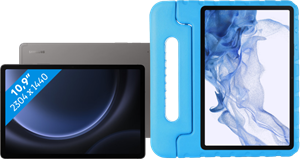 Samsung Galaxy Tab S9 FE 128GB Wifi Grijs + BlueBuilt Kids Cover Blauw