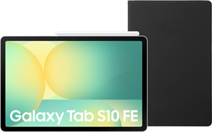 Samsung Galaxy Tab S10 FE 10,9 inch 128GB Wifi Zilver + BlueBuilt Book Case Zwart